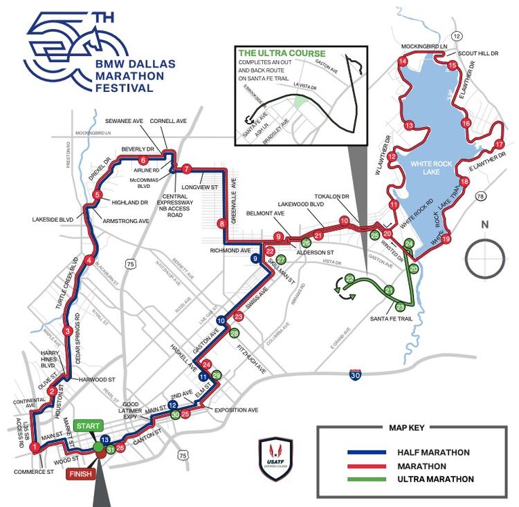 Dallas Marathon Race Course Map
